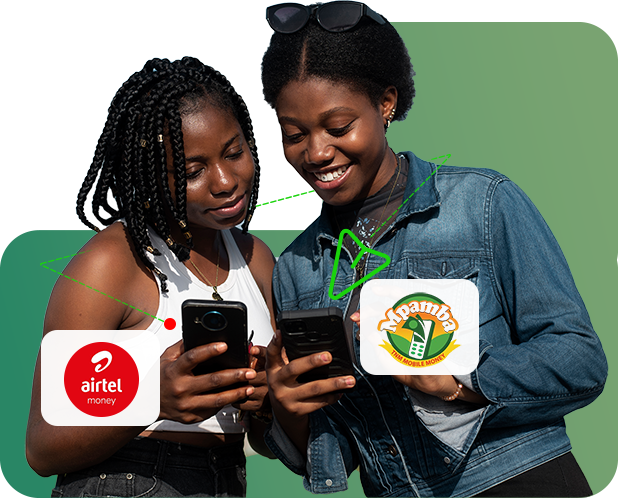 Two girls transferring money seamlessly using the Malipo App in Malawi, highlighting secure and effortless transactions